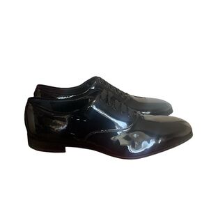 Salvatore Ferragamo Men's "BELSHAW " Black Patent Leather Derby Shoes 10.5 E